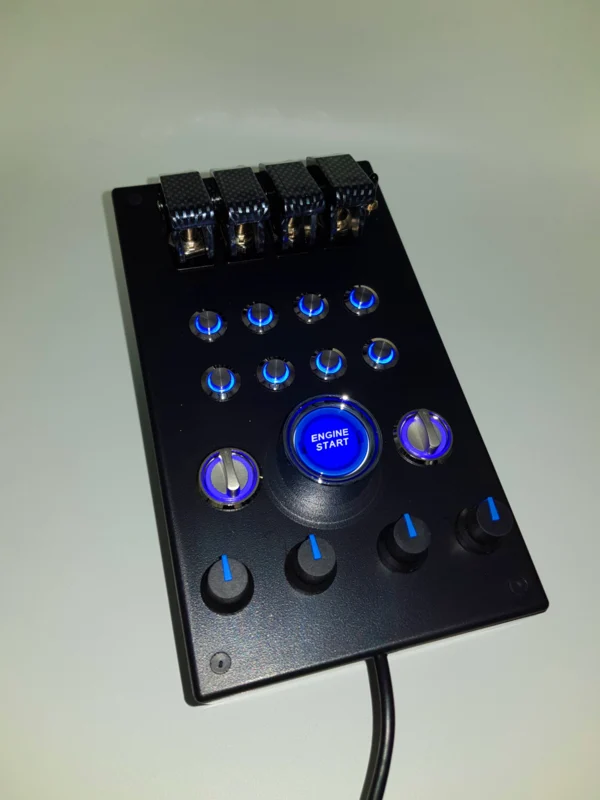 シムレーシング USB ボタンボックス ２９機能 青照明縦型 大型スタート 